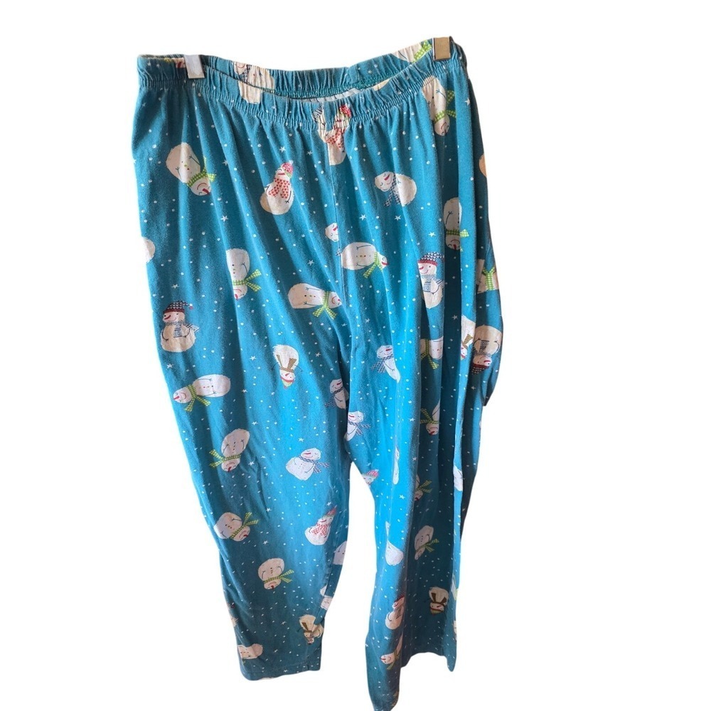 Dreams & Co Christmas Pajama Pants 22/24 1x Womens Plus Size Blue Snowman